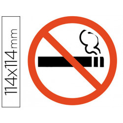 Pictograma adhesivo apli prohibido fumar tamaño 114x114 mm