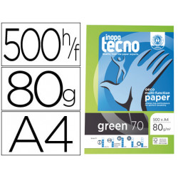 Papel fotocopiadora tecno green 100% reciclado din a4 80 gramos paquete de