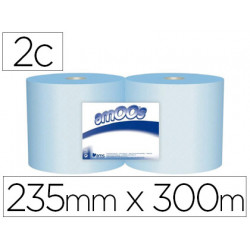 Papel secamanos industrial amoos 2 capas 235 mm x 300 mt color azul paquete