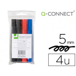 Rotulador qconnect marcador permanente estuche de 4 colores surtidos punta