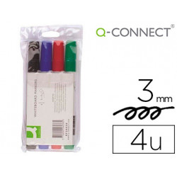 Rotulador qconnect pizarra blanca 4 colores surtidos punta redonda 30 mm